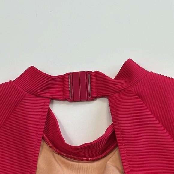 J. Crew Active Ribbed Long Sleeve One Piece Rash Guard Plus 22 Pink New BE806 - Picture 8 of 15